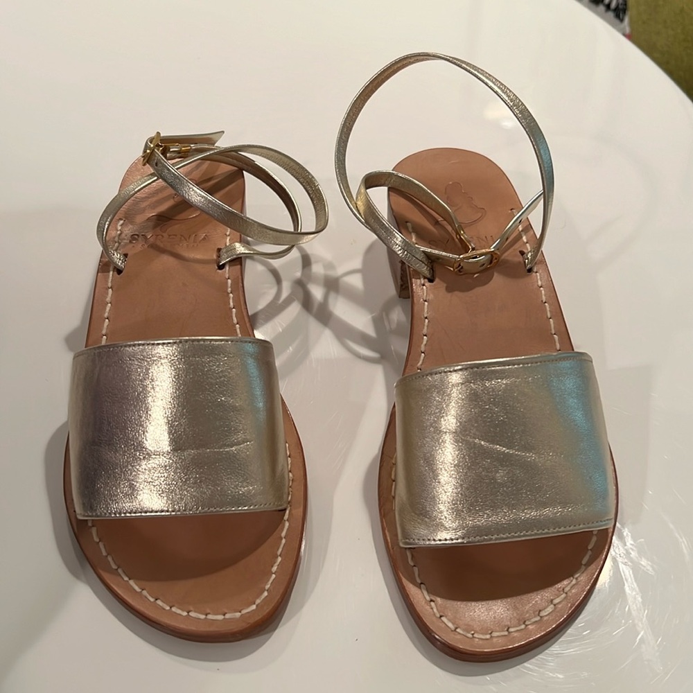 Custom made gold leather sandals